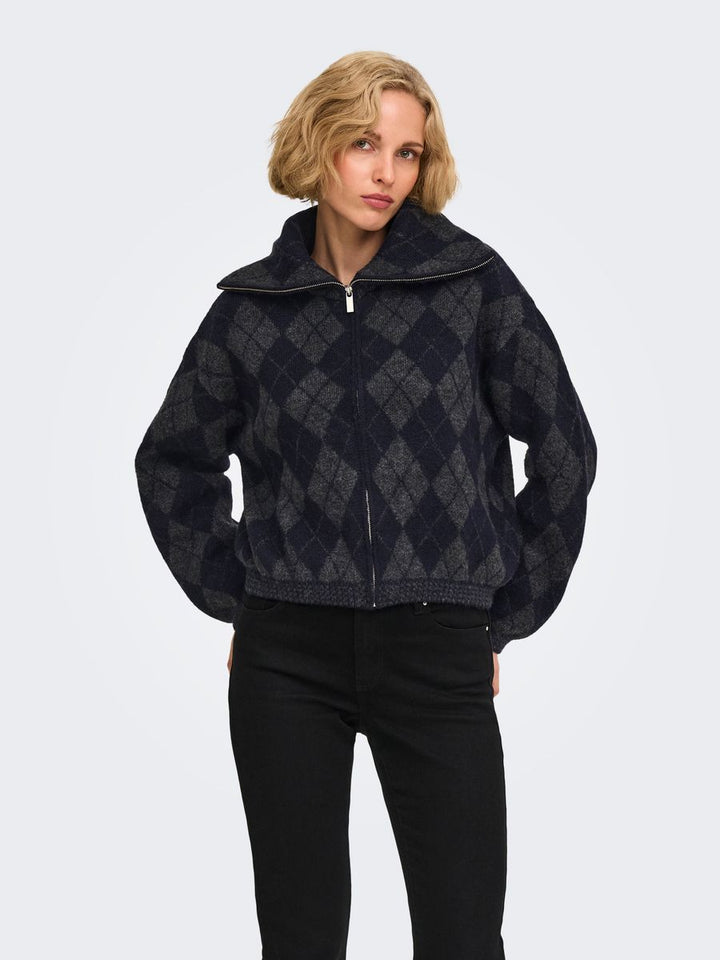 ONLMAROON LS ZIP COLLAR CARDIGAN KNT