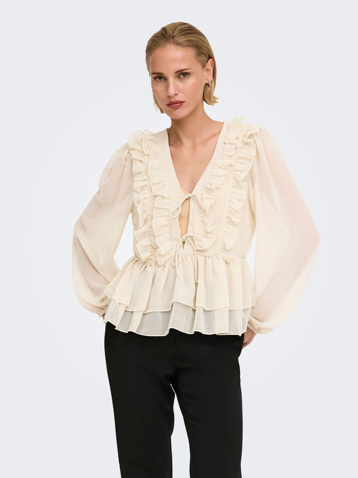 ONLSEITRE L/S FRILL TOP CC WVN