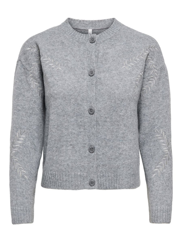 ONLBEAUTY LS O-NECK EMB CARDI KNT