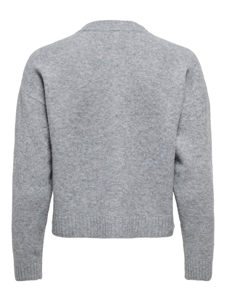 ONLBEAUTY LS O-NECK EMB CARDI KNT