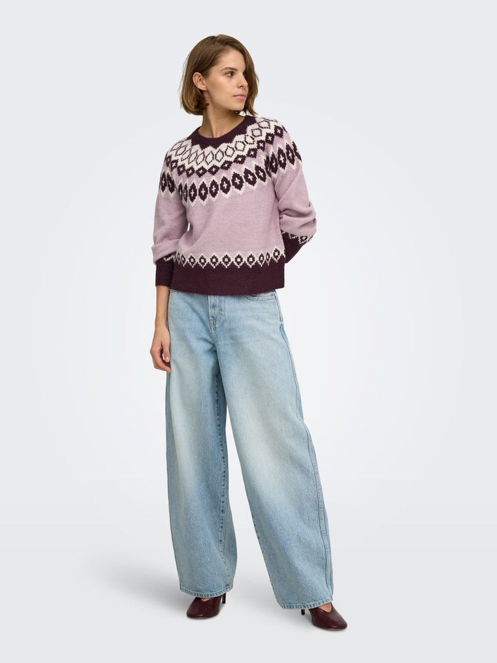 ONLRUSTY LS FAIR ISLE O-NECK BF KNT