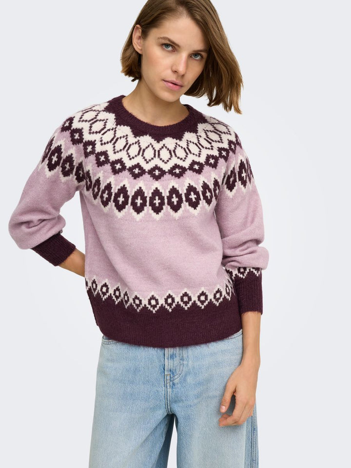 ONLRUSTY LS FAIR ISLE O-NECK BF KNT