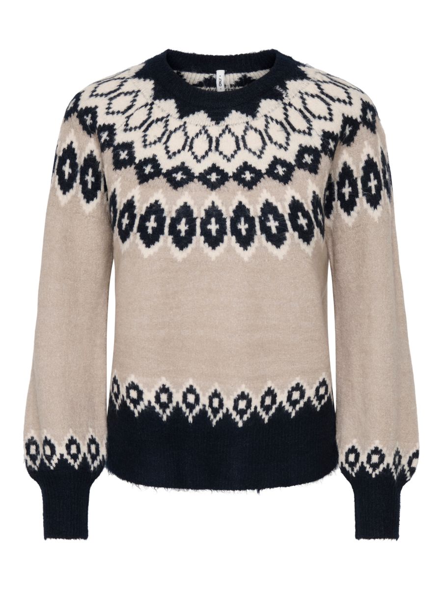 ONLRUSTY LS FAIR ISLE O-NECK BF KNT