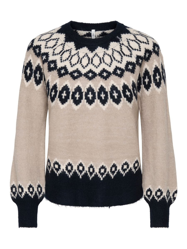 ONLRUSTY LS FAIR ISLE O-NECK BF KNT