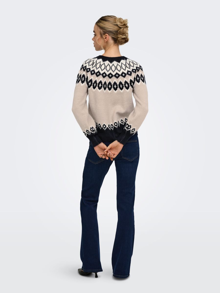 ONLRUSTY LS FAIR ISLE O-NECK BF KNT