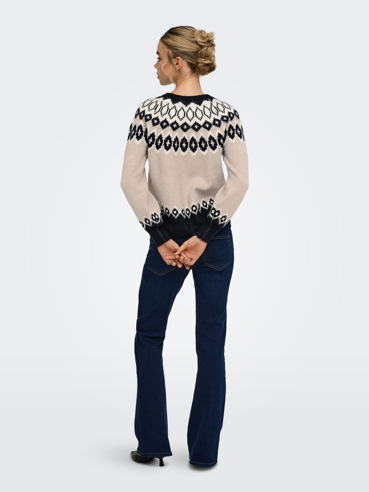 ONLRUSTY LS FAIR ISLE O-NECK BF KNT