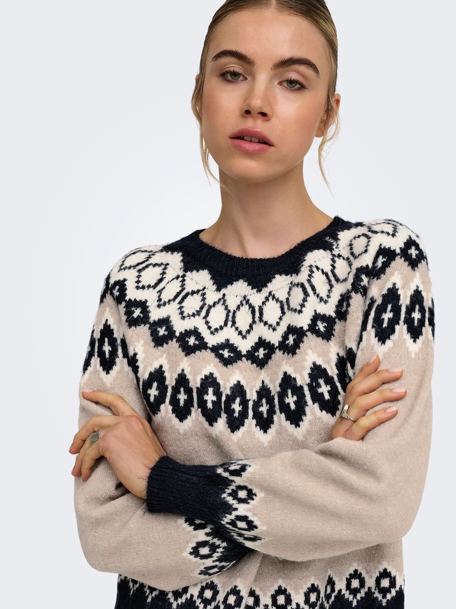 ONLRUSTY LS FAIR ISLE O-NECK BF KNT
