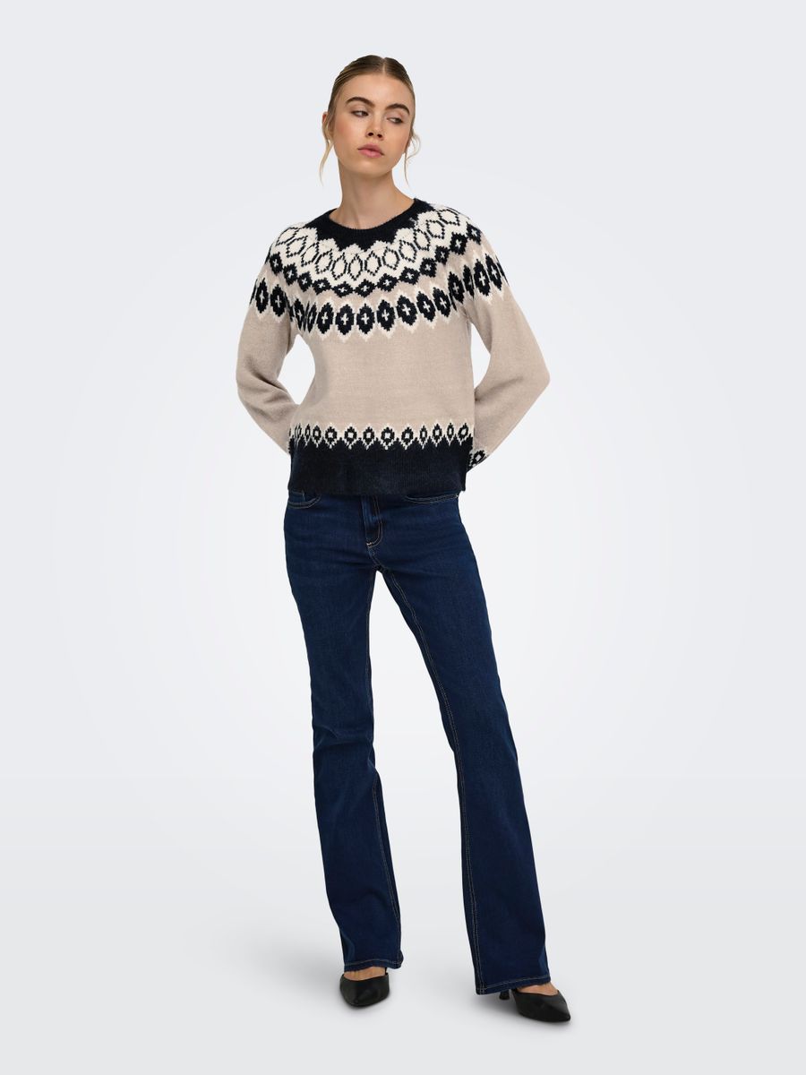ONLRUSTY LS FAIR ISLE O-NECK BF KNT