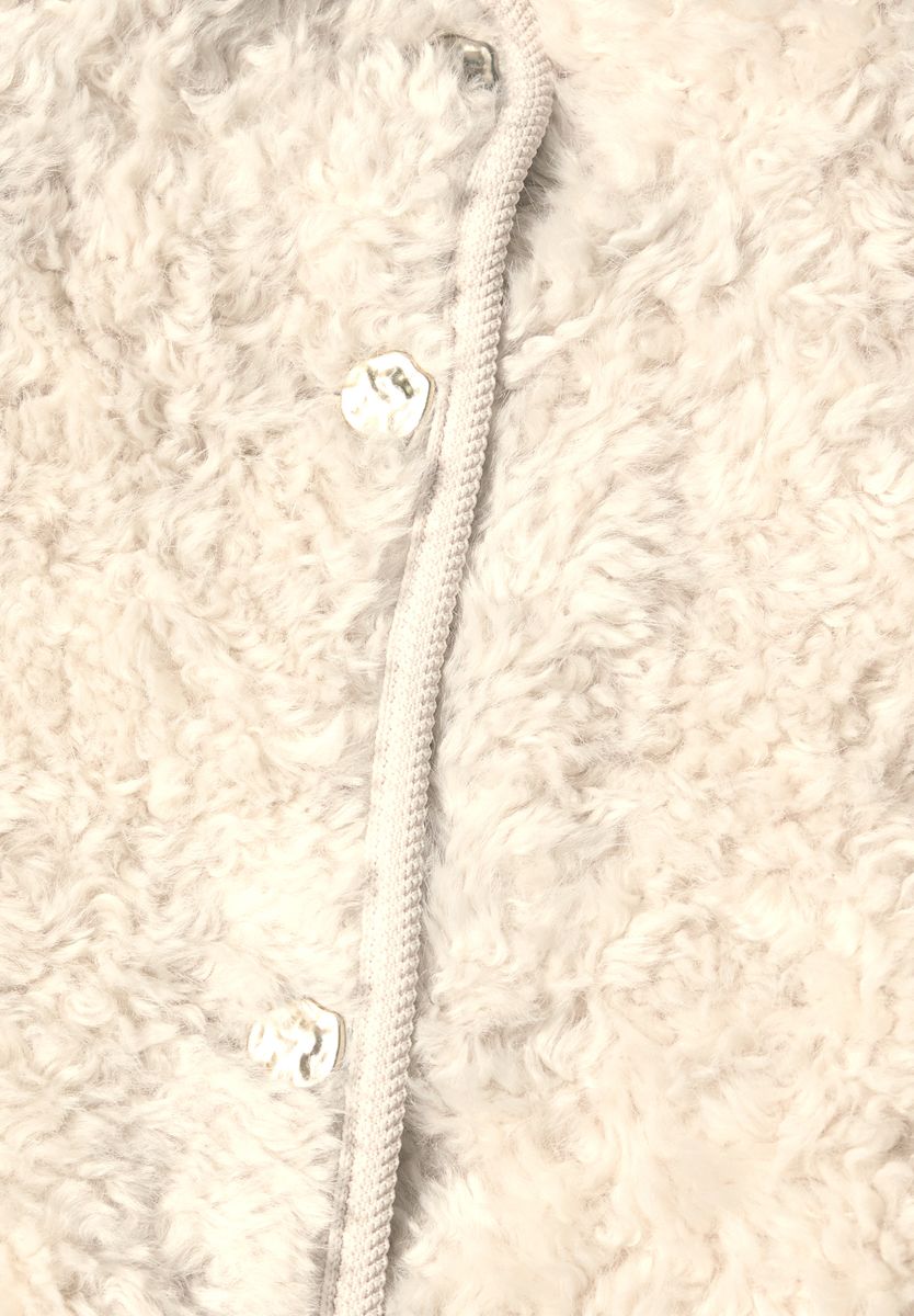 Fake Fur Jacke mit Stehkragen und Knöpfen