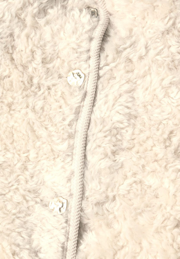 Fake Fur Jacke mit Stehkragen und Knöpfen