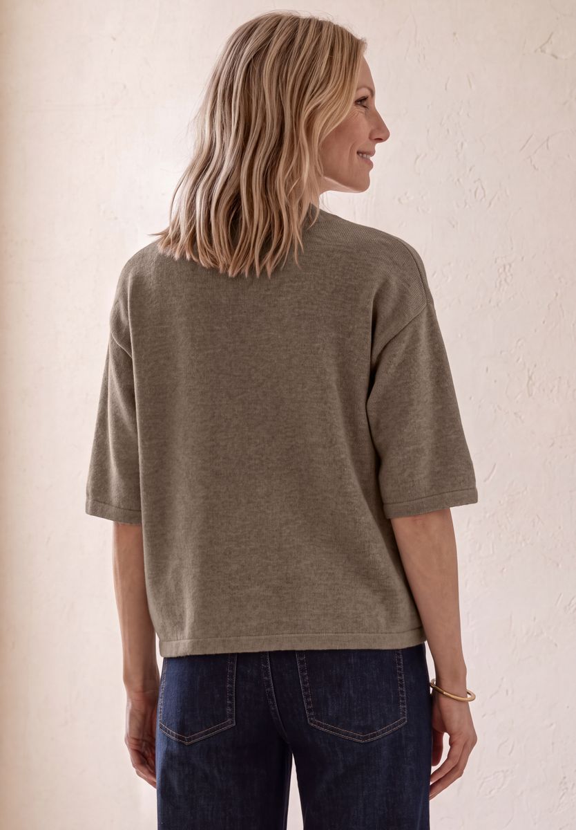 3/4-Arm Pullover mit Rundhals