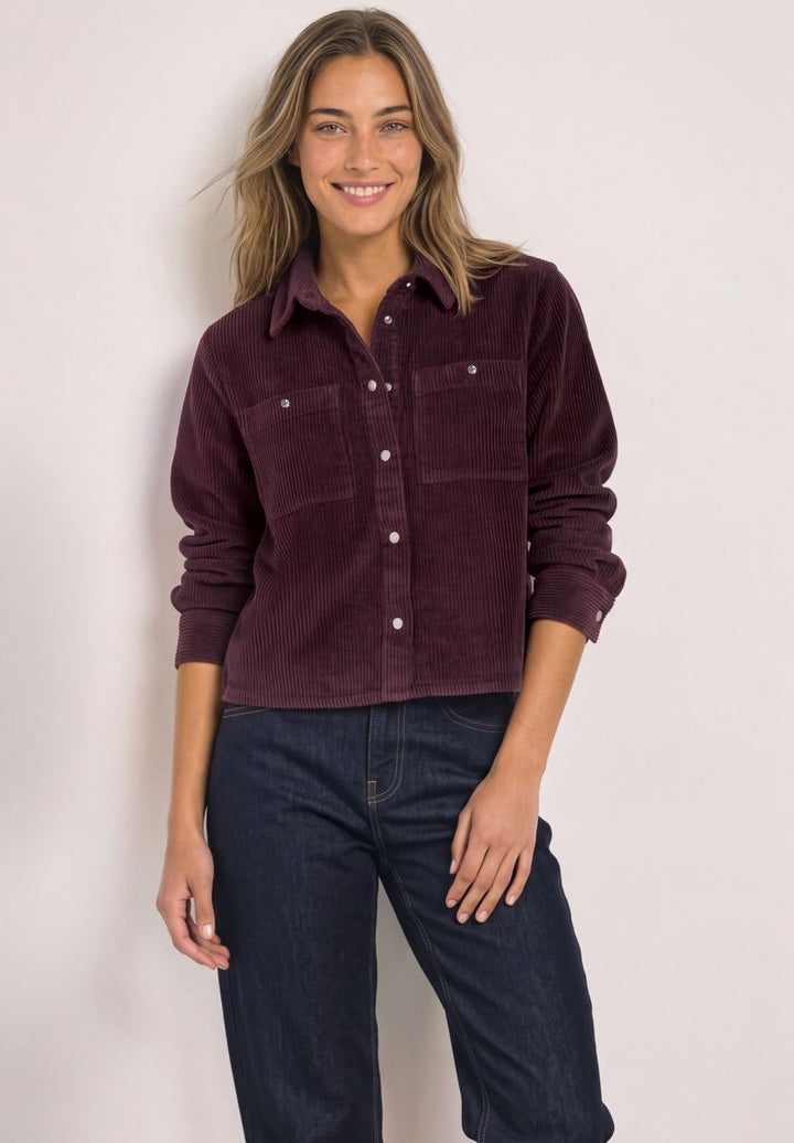 Cord-Hemdbluse mit Brusttaschen