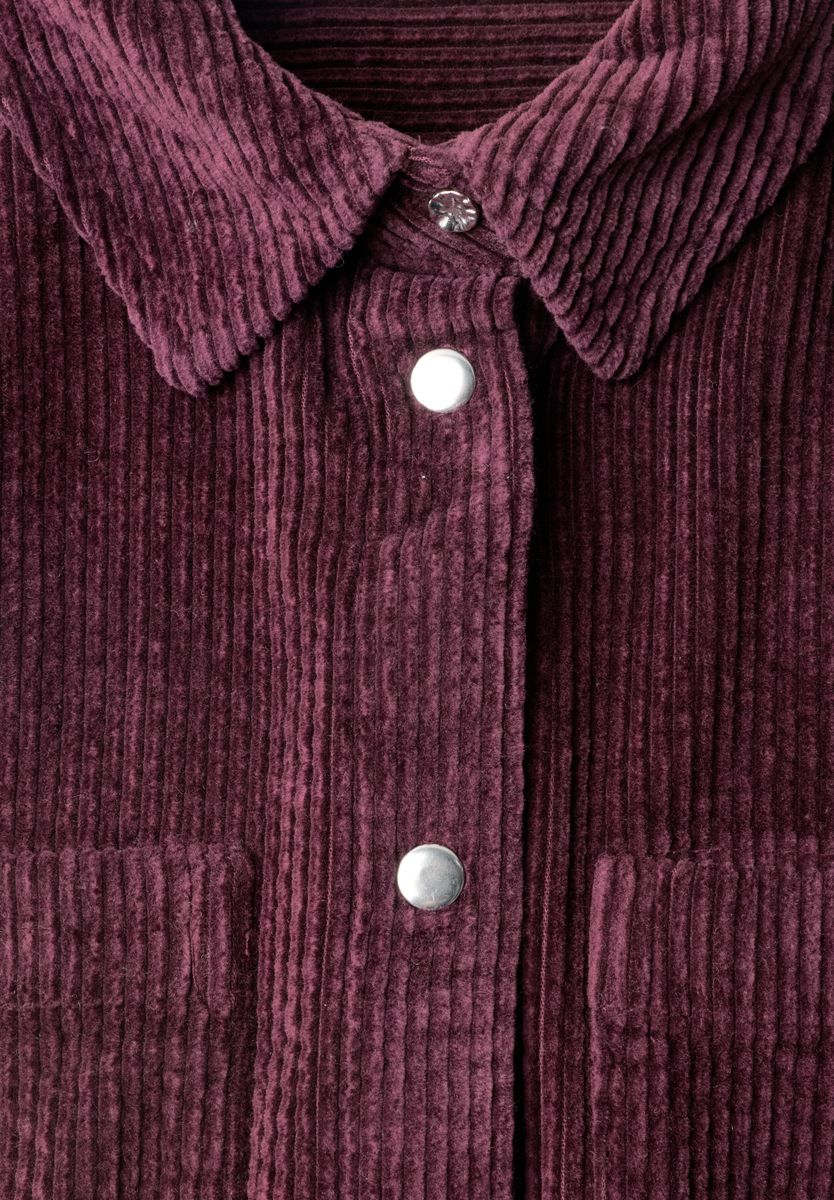 Cord-Hemdbluse mit Brusttaschen