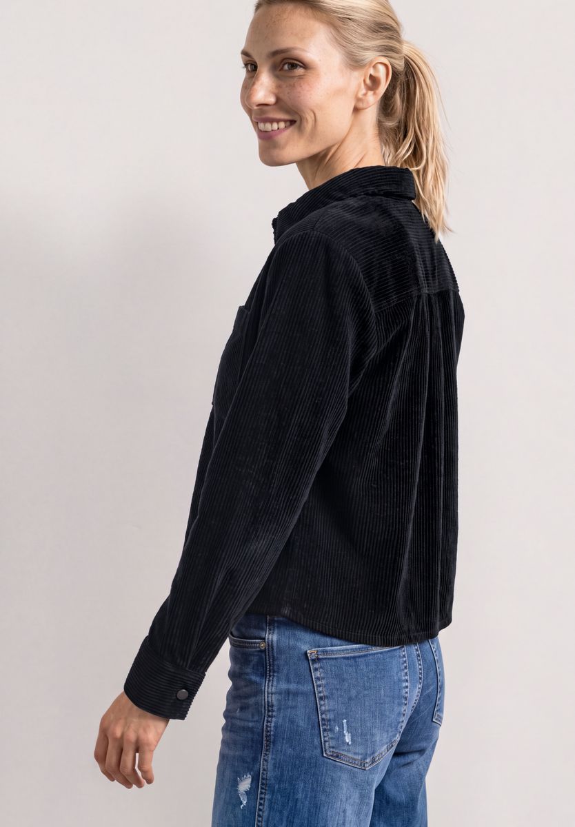 Cord-Hemdbluse mit Brusttaschen