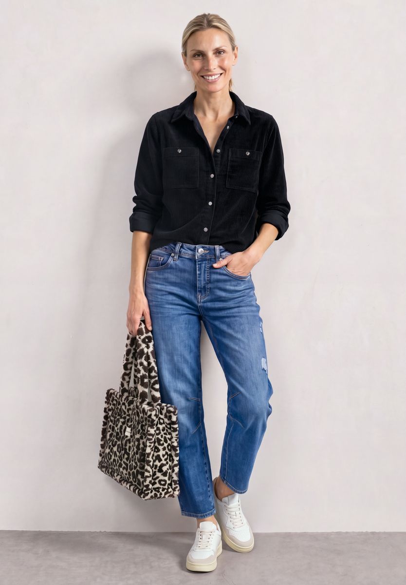 Cord-Hemdbluse mit Brusttaschen