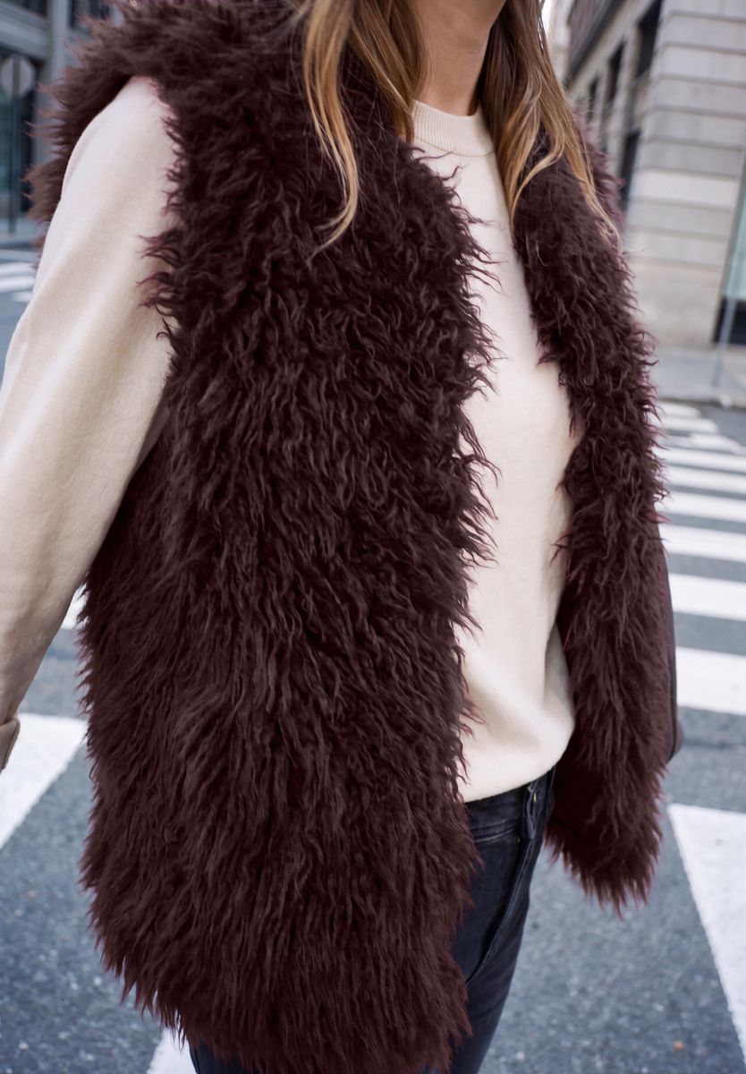 Fake Fur Weste mit Knopfleiste