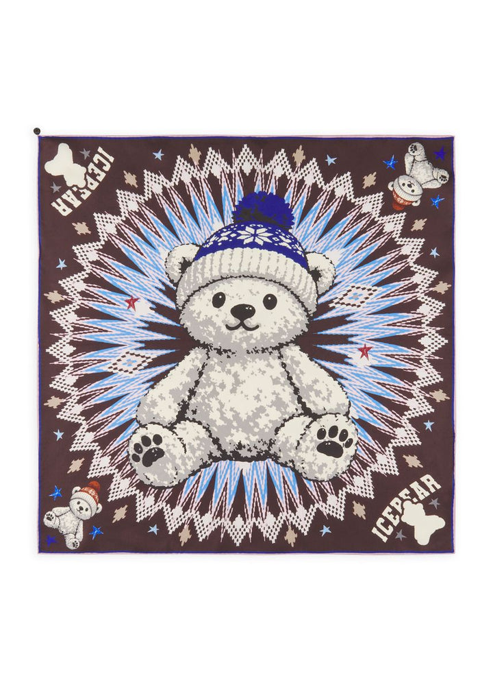 Luxuriöses Nicki Tuch aus reiner Seide mit Teddy-Motiv