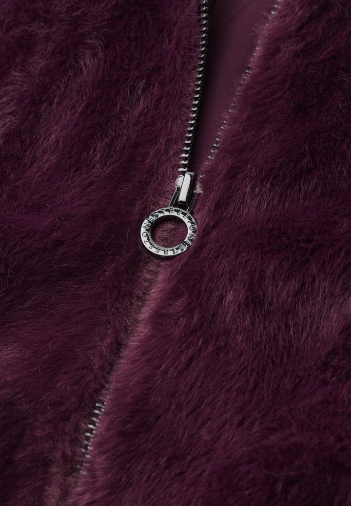 Fake Fur Blouson mit Strickdetails und Print