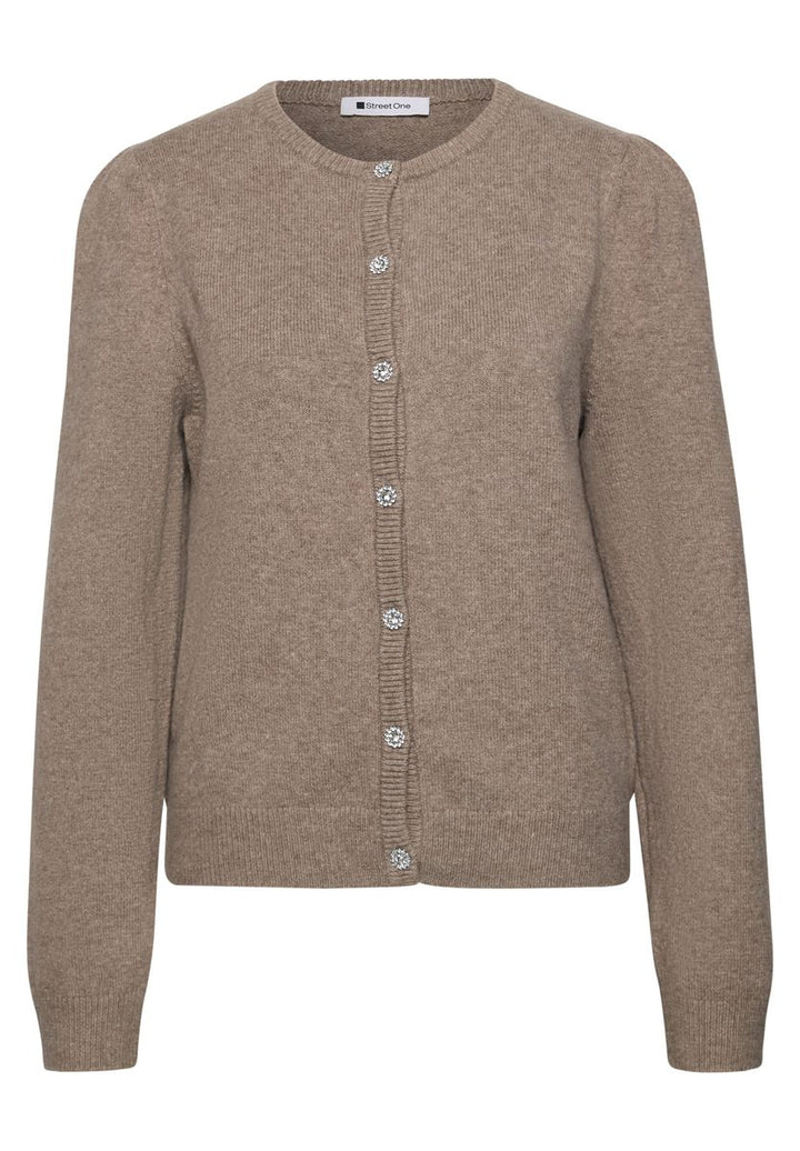 Langarm Cardigan mit Rundhals und Knöpfen