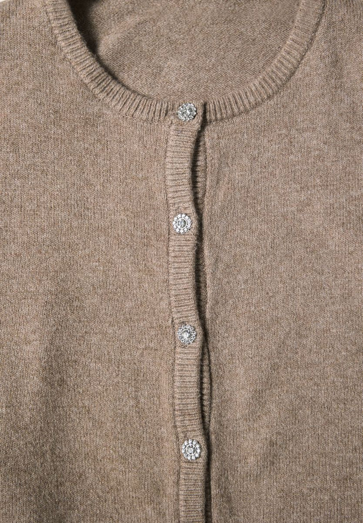 Langarm Cardigan mit Rundhals und Knöpfen