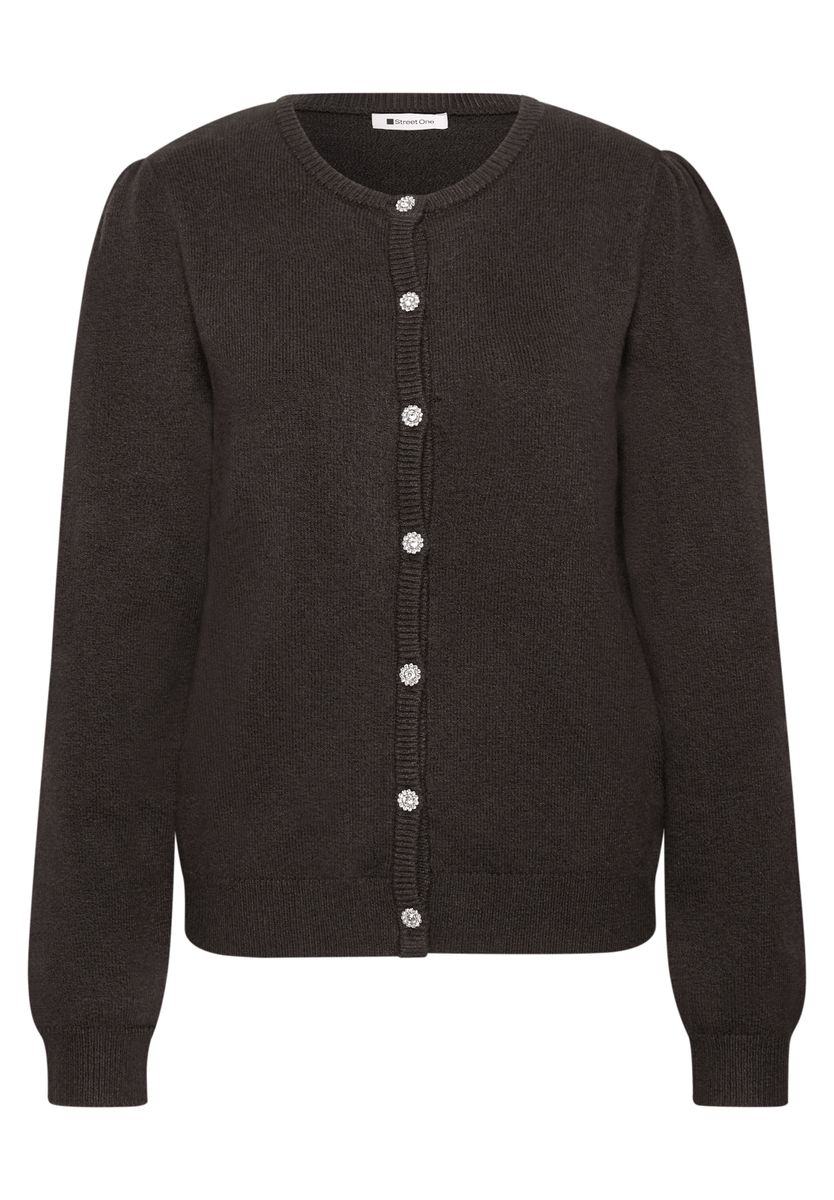 Langarm Cardigan mit Rundhals und Knöpfen