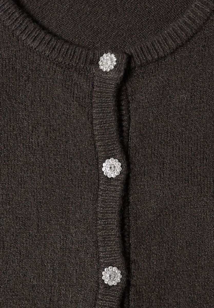 Langarm Cardigan mit Rundhals und Knöpfen