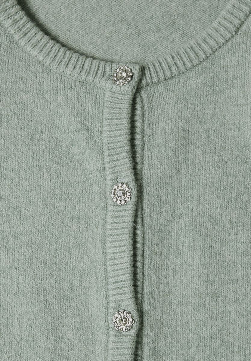 Langarm Cardigan mit Rundhals und Knöpfen