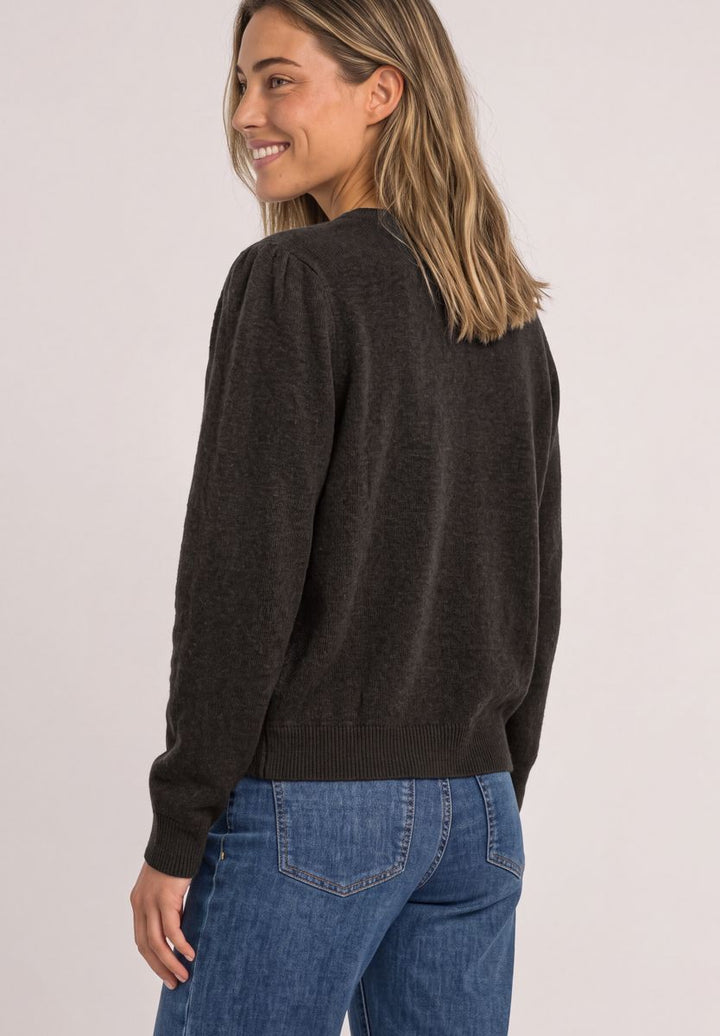 Langarm Cardigan mit Rundhals und Knöpfen
