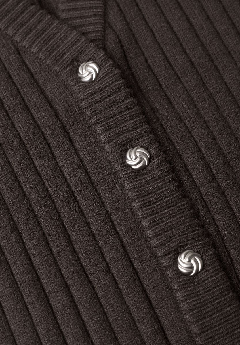 Weste mit V-Neck in Rippstruktur