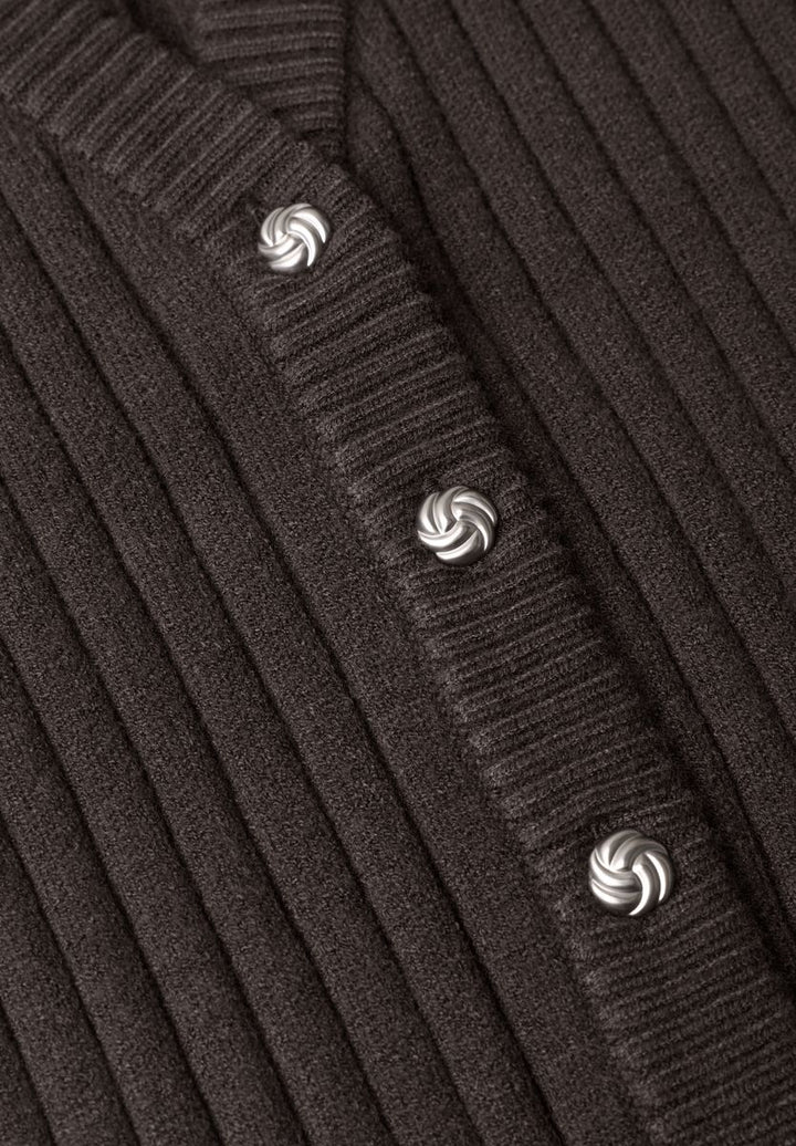 Weste mit V-Neck in Rippstruktur