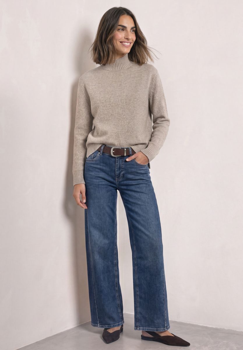 Mouliné Pullover mit Turtle Neck
