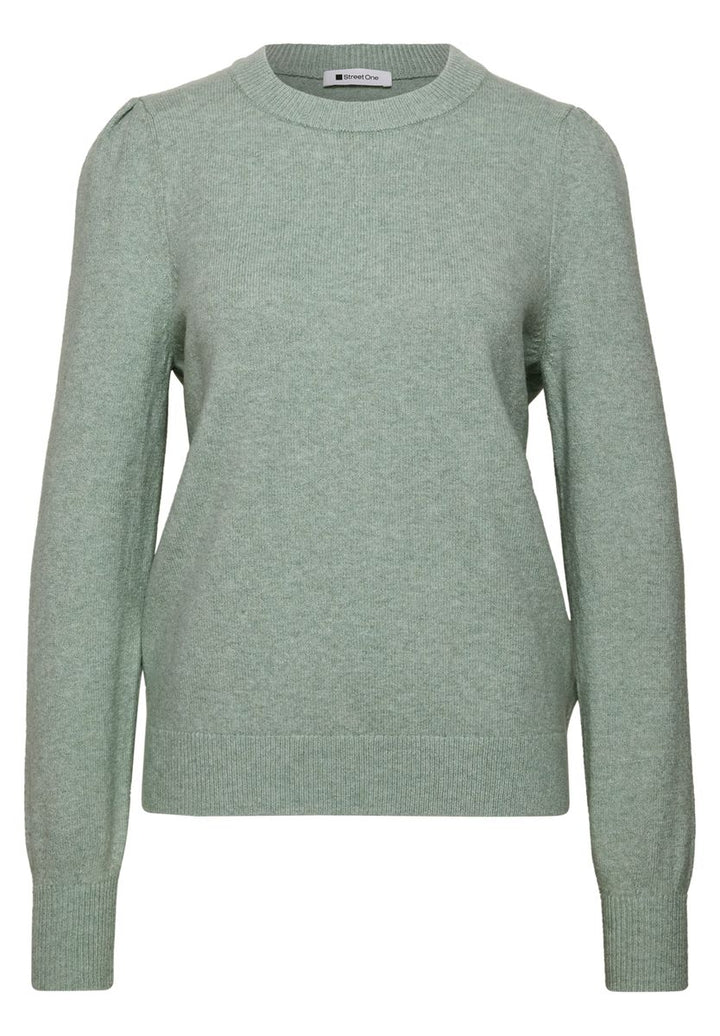 Langarm Pullover mit Rundhals und Raffung