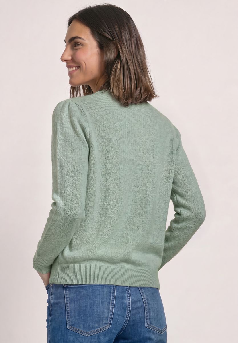 Langarm Pullover mit Rundhals und Raffung