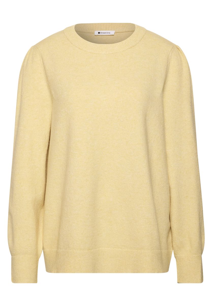 Langarm Pullover mit Rundhals und Raffung