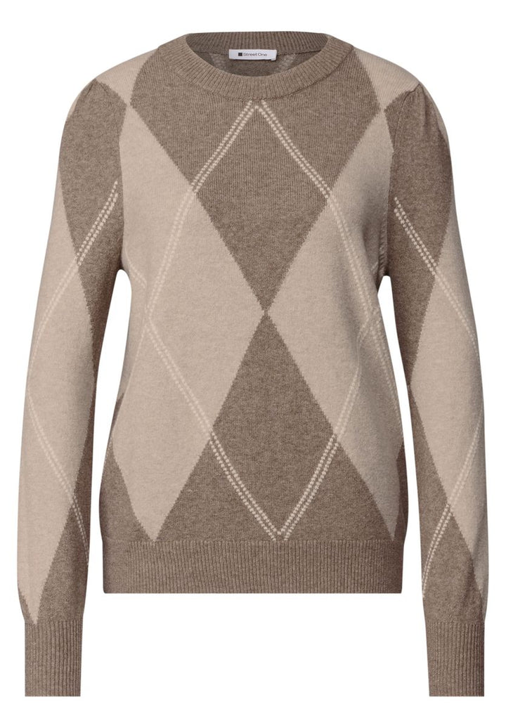 Langarm Pullover mit Argyle-Muster