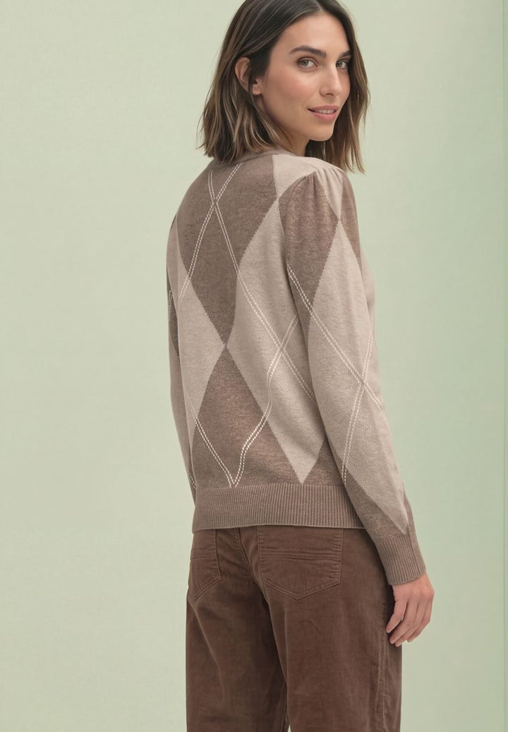 Langarm Pullover mit Argyle-Muster