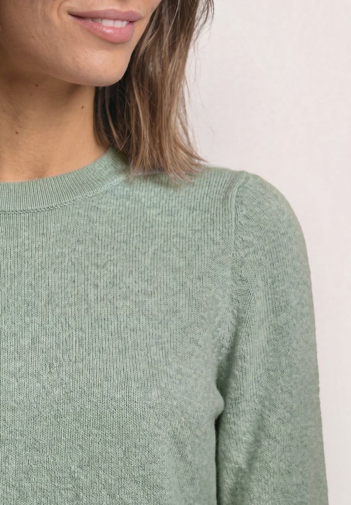 Langarm Pullover mit Rundhals und Raffung