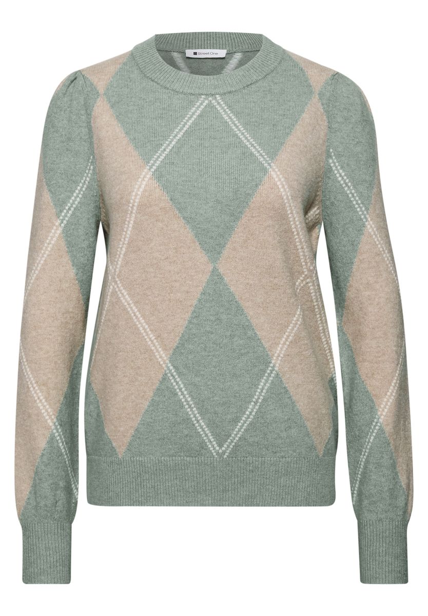Langarm Pullover mit Argyle-Muster