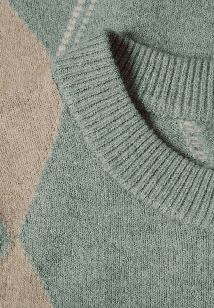 Langarm Pullover mit Argyle-Muster