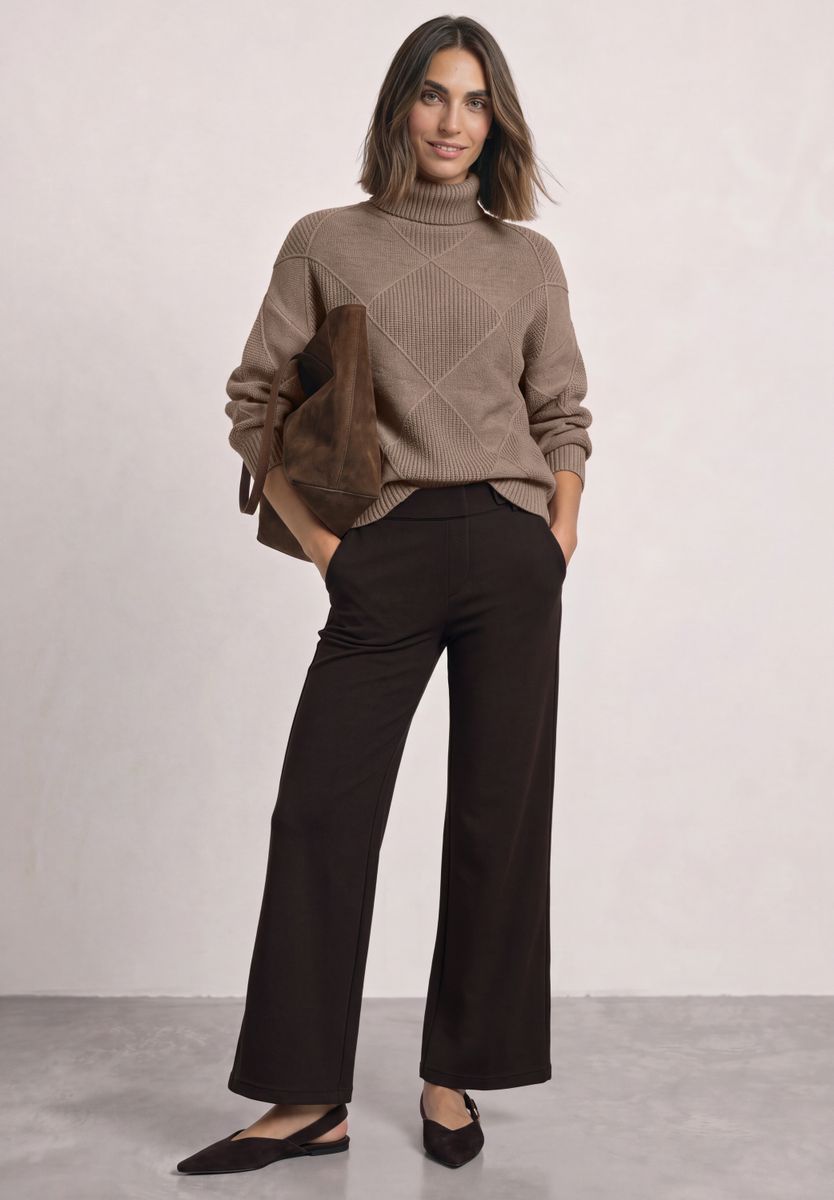 Pullover mit Rollkragen und Strukturmix