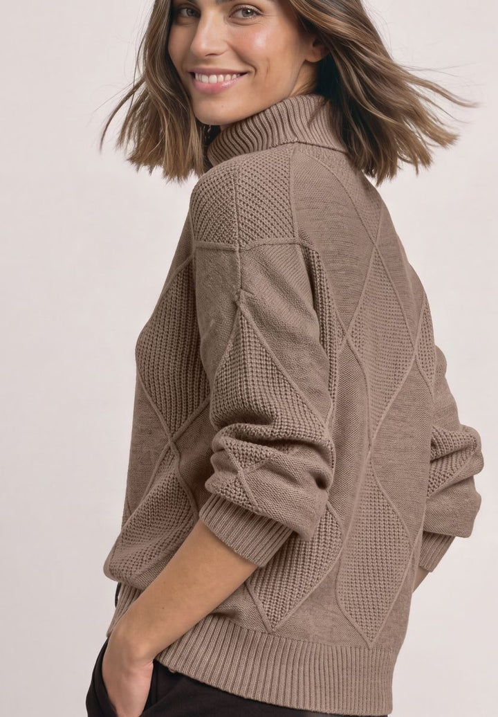 Pullover mit Rollkragen und Strukturmix