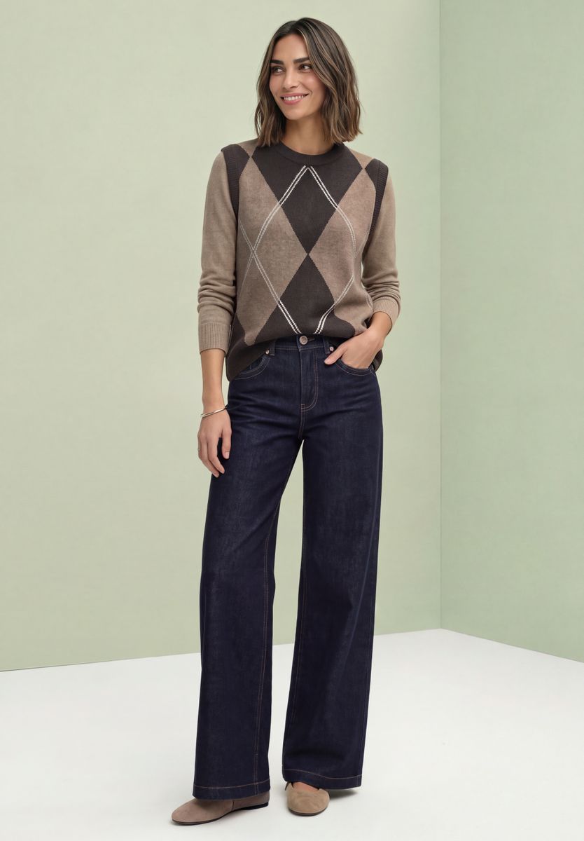 Pullunder mit Rundhals und Argyle-Muster