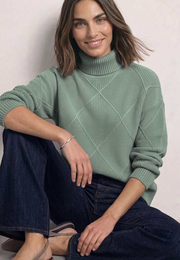 Pullover mit Rollkragen und Strukturmix