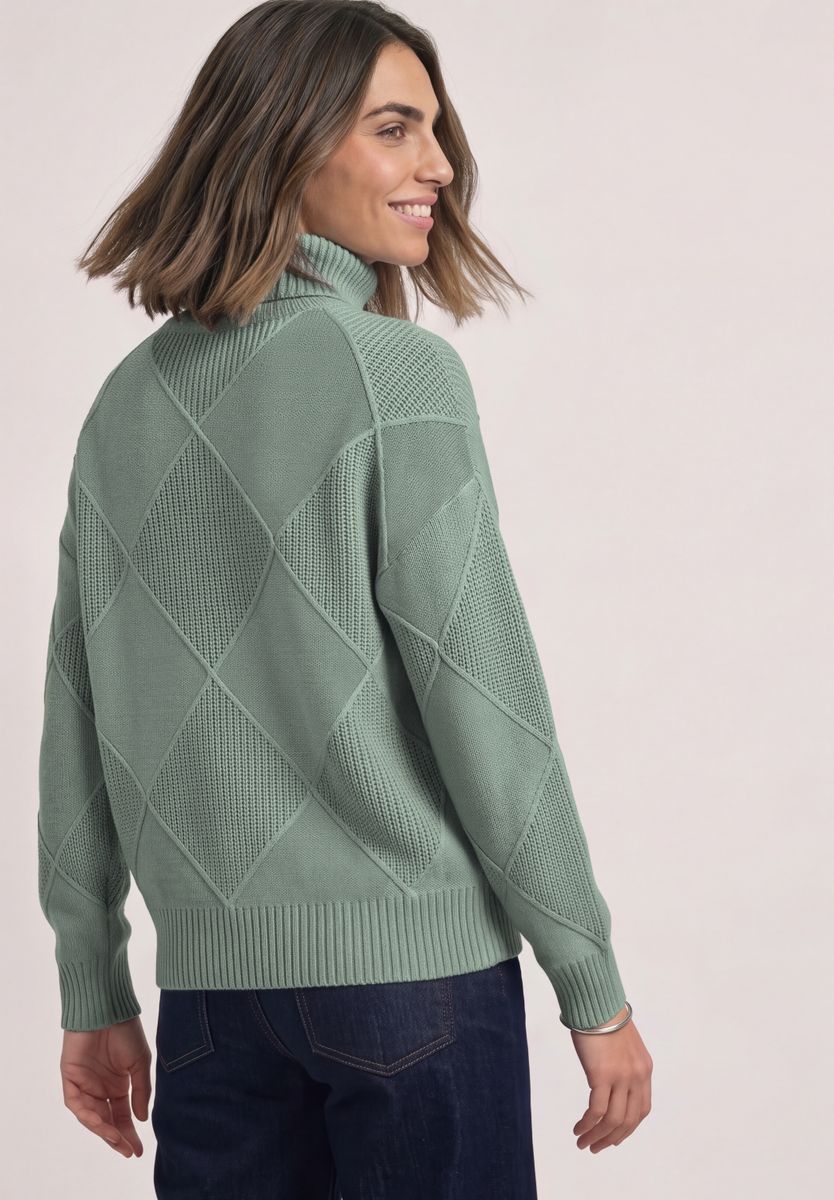 Pullover mit Rollkragen und Strukturmix