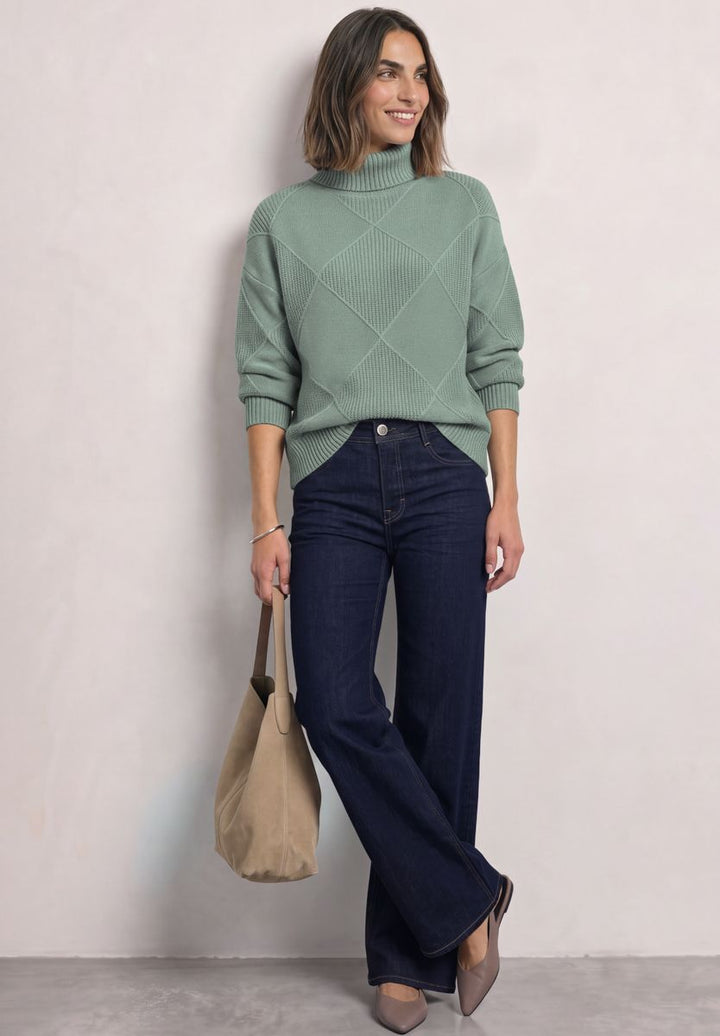 Pullover mit Rollkragen und Strukturmix