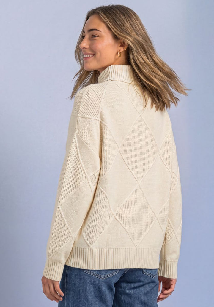 Pullover mit Rollkragen und Strukturmix