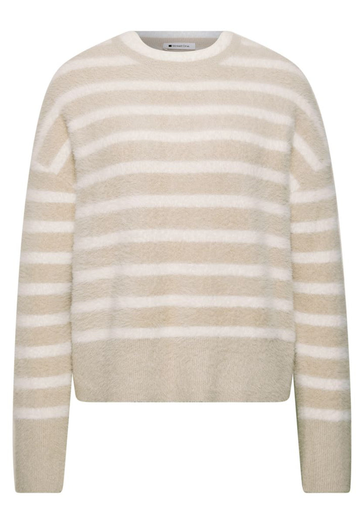 Langarm Pullover mit Rundhals und Streifen