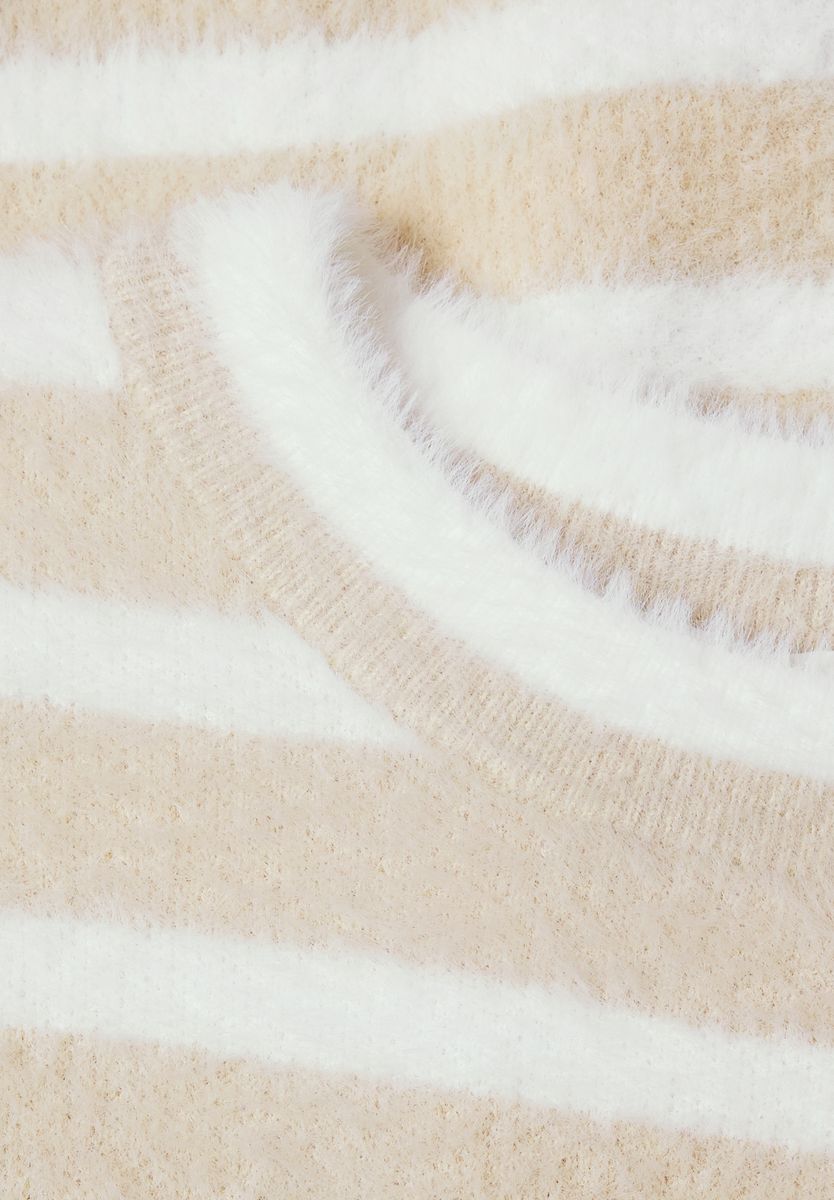 Langarm Pullover mit Rundhals und Streifen
