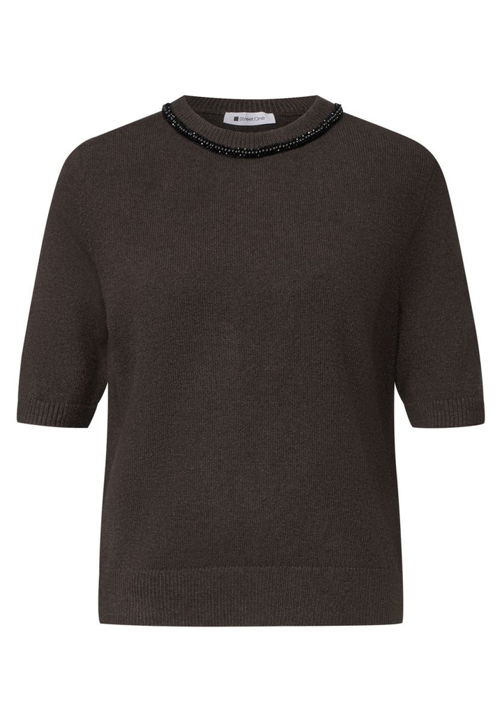 Kurzarm Pullover mit Schmuckdetail