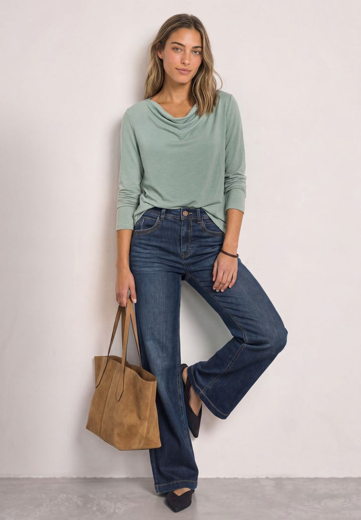 Silk-Look Shirt mit Wasserfall-Front